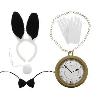 Zac's Alter Ego - 5 Piece Alice in Wonderland Kit met zwart konijn Kostuum Accessoire Set - Multicolours