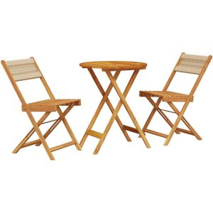 vidaXL 3-delige Bistroset polypropeen en massief hout beige - Bistroset - Bistrosets - Loungeset - Tuinset