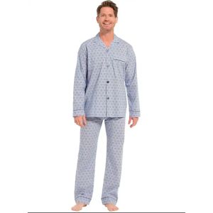Pastunette Heren Pyjama katoen met knoopsluiting - 56 - Blauw.