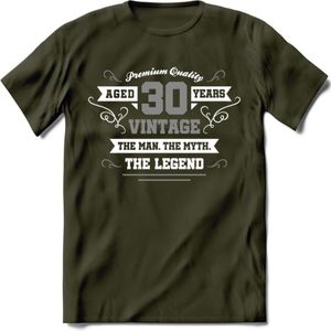 30 Jaar Legend T-Shirt | Zilver - Wit | Grappig Verjaardag en Feest Cadeau | Dames - Heren - Unisex | Kleding Kado | - Leger Groen - XXL