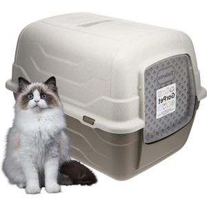 Kattenbak Kap met Deksel Schep en Actieve Koolstoffilter voor Grote Katten - Kantelbaar - XXL Kattentoilet WC Buiten