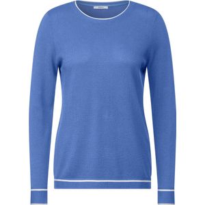 CECIL Minimal structured round neck Dames Trui - water blauw - Maat XXL