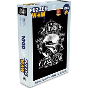 Puzzel Mancave - Auto - Retro - Illustratie - Legpuzzel - Puzzel 1000 stukjes volwassenen