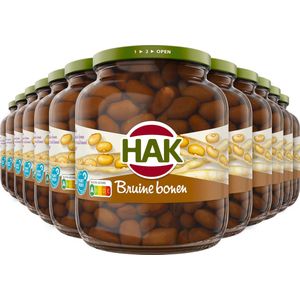 HAK Bruine Bonen - Tray 12x720 gram - Boordevol Proteïne / Eiwit en IJzer - Vegan - Plantaardig- Vegetarisch - Gemaksgroenten - Groenteconserven - Uit Zeeland