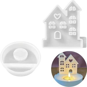 Gietvormen siliconen huizen - Kaarshouder, lichthuisjes - Doe-het-zelf combinatie - Gipsvormen - Voor .