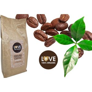 Fairtrade filterkoffie | Love 100% Organic | Filterkoffie 1kg | Een kopje romantiek in een mok | Filterkoffie Fairtrade | 100% biologische koffie | Samen stap voor stap aan een betere wereld | Geschikt voor filter koffiezetapparaat |