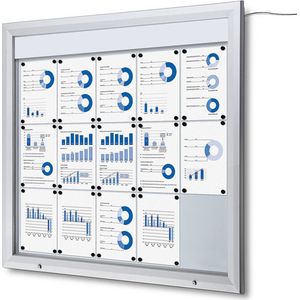 Vergrendelbaar Notitiebord Outdoor Verlicht Logo met Gasveer 15x A4 - Syna SCT15XA4PHLED - Horeca & Professioneel