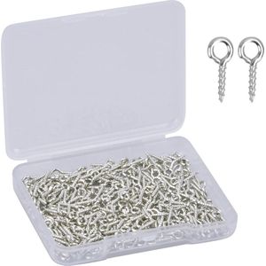 300 stuks schroefogen 10 mm - oogschroeven mini - haken oogschroeven - kleine schroeven ogen - doe-het-zelf knutselprojecten - sieraden maken - woondecoratie - zilver .