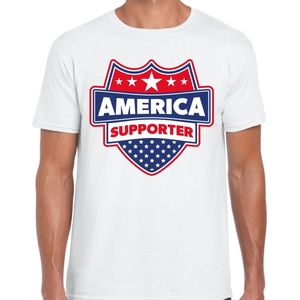 America supporter schild t-shirt wit voor heren - Amerika/USA landen t-shirt / kleding - EK / WK / Olympische spelen outfit XXL