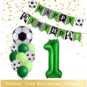 Cijfer Ballon 1 Jaar - Voetbal Ballonnen - Snoes - Pluspakket - set van 12 Sport Voetbalfan Voetbal Jongen/Meisje - Sportieve - Voetbal Vrouwen Mannen - Kinderfeestje - Verjaardag - Helium Ballon nummer 1