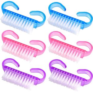 Nagelborstel 6 stuks - Nagelreinigingsborstel met plastic handvat - Voor nagelvingertoppen schrobben - Geschikt voor nagels in tuin, huis en salon.