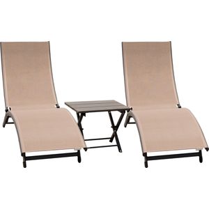 Coral Springs 3-delige aluminium loungerset - Macchiato