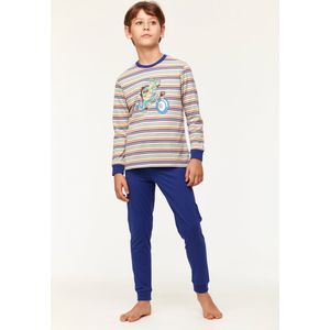 Woody pyjama jongens/heren - multicolor gestreept- schildpad - 231-1-PLC-S/906 - maat 140