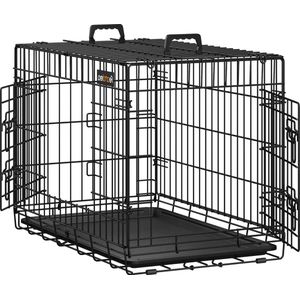 Hondenbench opvouwbare hondenkooi hondenbox 775 x 485 x 555 cm zwart PPD30H