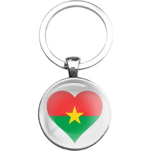 Sleutelhanger Glas - Hart Vlag Burkina