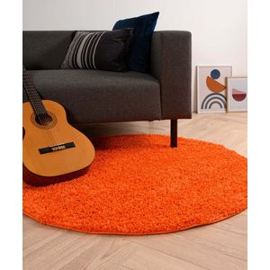 Rond hoogpolig vloerkleed shaggy Trend effen - oranje 300 cm rond