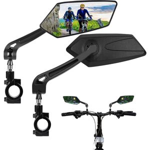 2 stuks fietsspiegel voor e-bike en stuur e-bike fiets achteruitkijkspiegel 360° verstelbaar stuur en draaibaar convexe acrylspiegel, HD fietsspiegel, inklapbaar