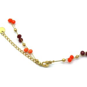 Ketting - Parels en Kralen - RVS - Lengte 39-45 cm - Oranje