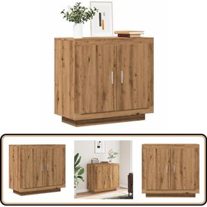 vidaXL Dressoir 80x40x75 cm - Artisanaal Eiken Dressoir - Kast - Houten Meubels - Salontafel - Opbergmeubilair