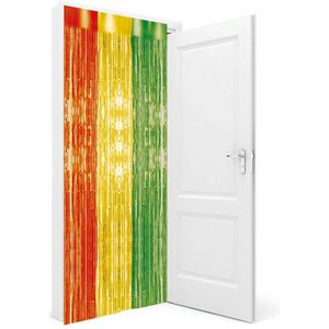 4x stuks folie deurgordijn rood/geel/groen 200 x 100 cm - Carnaval feestartikelen/versiering - Tinsel deur gordijn