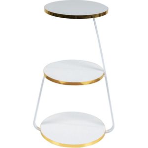 en.casa - Sipoo - Bijzettafel - Wit en Goudkleurig - Spaanplaat en Metaal