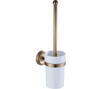 Doitool F6706 Toiletborstelhouder, antiek messing, koper, Europese stijl, gesneden toiletborstel, bekerhouder (Antique Twist – Toiletborstel)