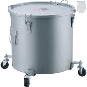 VEVOR 60.5 L Frituurvet Emmer, 0,7 mm Dik,Roestvrije Coating van Koolstofstaal, Roestbestendig, Corrosiebestendig en Duurzaam, met 1 Deksel en Filterzak en 4 Rollen,voor Restaurants, Fastfoodketens, Bars, Barbecueplekken, Buffetten en Kantines,Grijs