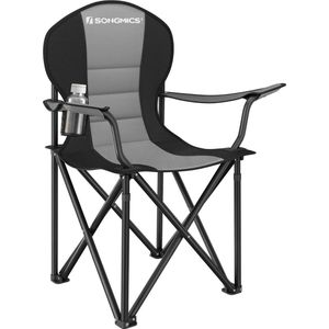 Bastix - Campingstoel, inklapbaar, klapstoel, comfortabele met schuim gevoerde zitting, met flessenhouder, hoog belastbaar, max. belastbaarheid 250 kg, outdoor stoel