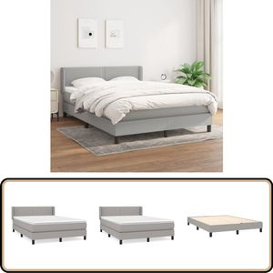 vidaXL Boxspring - Lichtgrijs - 140x200 cm Boxspringbed - Boxspring - Slaapkamerinrichting - Slaapcomfort - Pocketing Matras