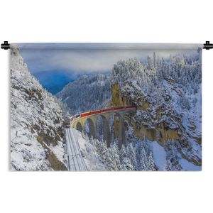 Wandkleed Natuur  - Viaduct in Zwitserland Wandkleed katoen 180x120 cm - Wandtapijt met foto XXL / Groot formaat!