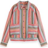 Scotch & Soda Short trucker jacket in multi colour stripe Dames Jas - Maat S