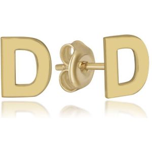 Letter D Gold Plated Initial Oorknoppen Zilveren (zilvergehalte 925 Sterling) (goudkleurig)