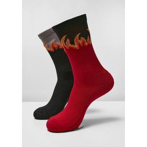 Mister Tee - Long Flame 2-pack Sokken - 47/50 - Rood/Zwart