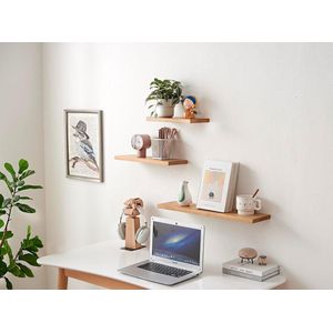 Zwevende Planken Hout Massief, 30cm Klein Wandrek, Eiken Display Wandplank voor Woonkamer, Badkamer, Slaapkamer, Keuken, Kantoor, Bijkeuken enz (40 cm)