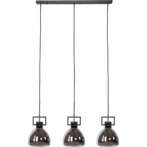 Chromed - Hanglamp - mondgeblazen glas - oud zilver - 3 lichtpunten