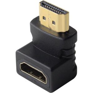 HDMI (male) naar HDMI (female) compacte adapter met haakse hoek - Zwart - Provium