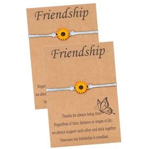 Bixorp Friends Vriendschapsarmbandjes voor 2 met Zonnebloem Wit Bandje - BFF Armband Meisjes - Best Friends Armband Vriendschap Cadeau voor Twee