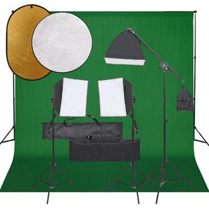 The Living Store Fotostudioset - Lampen 23W - Softboxen 40x40cm - Statieven 78-210cm - Achtergrondset 75-210cm - Draagtas - Reflectoren 5-in-1 en 2-in-1 - Levering bevat 3x fotolamp - The Living Store