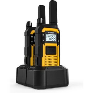 Walkie Talkie Heavy Duty Waterdichte Two Way Radio IP67 Dual PTT 2000mAh PMR446 Emergency Portofoon Volwassenen voor bouwplaats Geel Two Pack