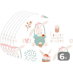Placemat organisch - Placemats organic - Onderleggers - Pasen - Patroon - Paasmand - 6 stuks