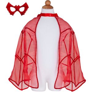 Meisjes Superhelden cape - Met masker - Glitter - rood - Batman cape - 5 tot 6 jaar