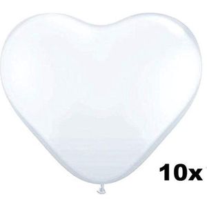 Hartjes ballonnen wit, 10 stuks, 28 cm