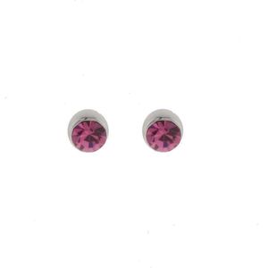 Behave Oorbellen - oorknopjes - zilver kleur - met roze steentje - 0.5 cm