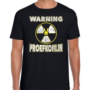 Halloween Halloween warning proefkonijn verkleed t-shirt zwart voor heren - horror shirt / kleding / kostuum XL