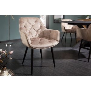 Design stoel MILANO champagne fluweel met Chesterfield quilting - 41178