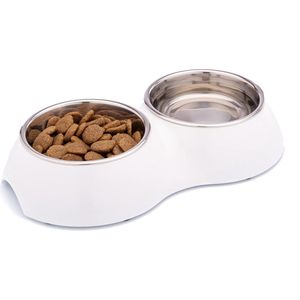 DDOXX® Dubbele Voerbak voor kleine en grote honden en katten - Antislip - Verschillende Kleuren & Maten - RVS & Melamine Bak