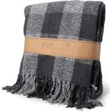 JENS Living Recycled Cotton Plaid Geruit Zwart