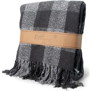 JENS Living Recycled Cotton Plaid Geruit Zwart