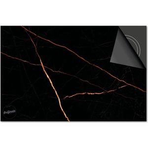 Inductie beschermer 76x51,5 - afdekplaat inductie mat - Dietrix Kookplaat beschermer - DELUXE - Marmer - Zwart Koper lijnen