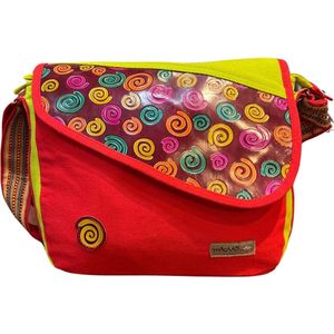 Schoudertas Handtas van katoen en leer met kleurrijke prints, voor vrouwen Etnische hippie boho boho tas in Indiase stijl cadeau voor haar valentijn cadeautje voor haar